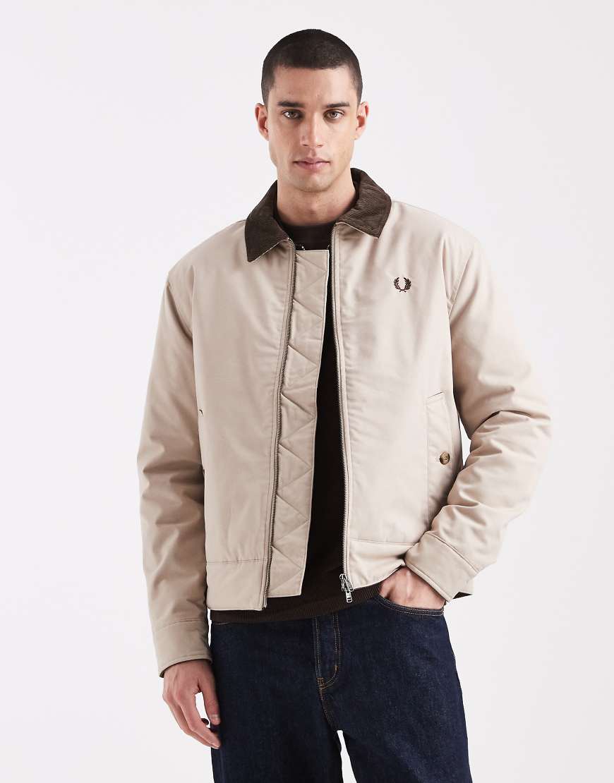 Fred Perry - Barnjacke in Ecru mit Kontrastkragen-Neutral von Fred Perry