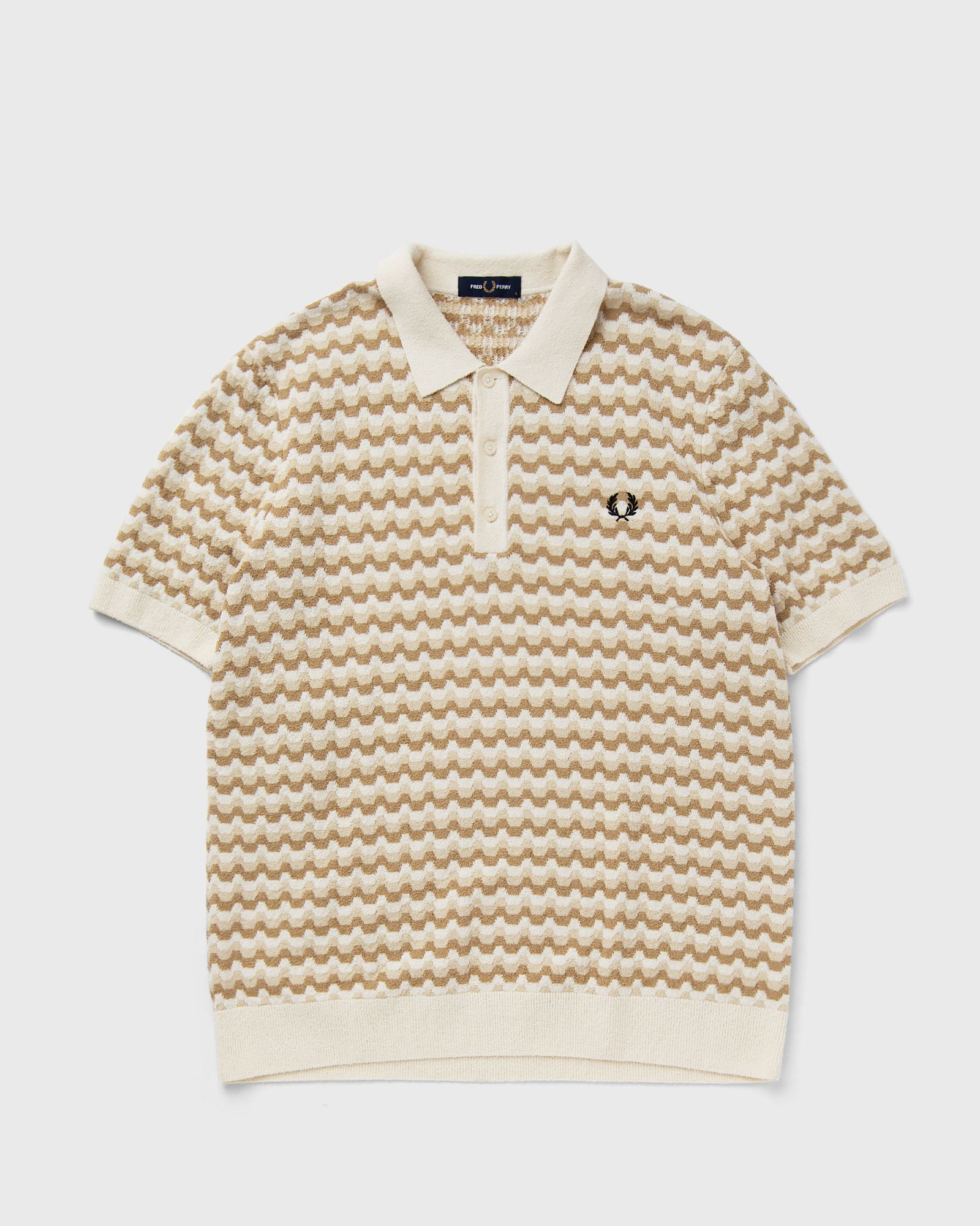 Fred Perry Boucle Jacquard Knitted Shirt men Shortsleeves white in Größe:L von Fred Perry