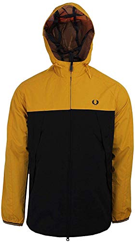 Fred Perry Mantel Herren Schwarz und Gold Jacke mit Kapuze - Gold, L von Fred Perry