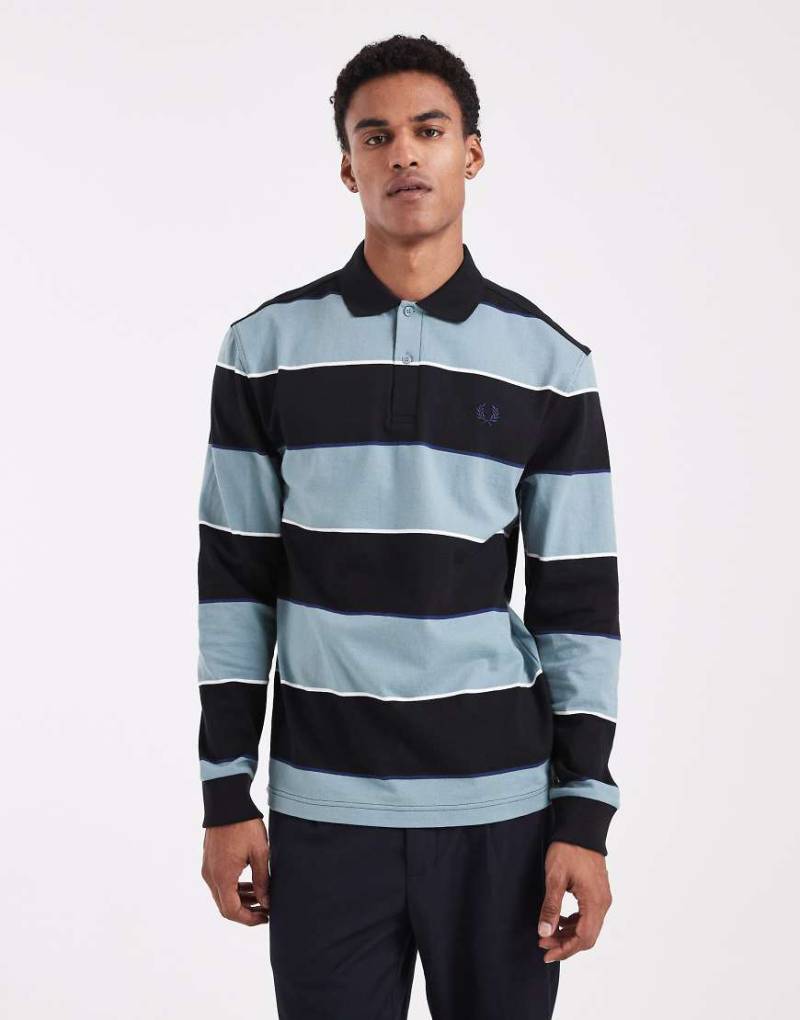 Fred Perry - Gestreiftes Rugby-Polohemd in Schwarz von Fred Perry