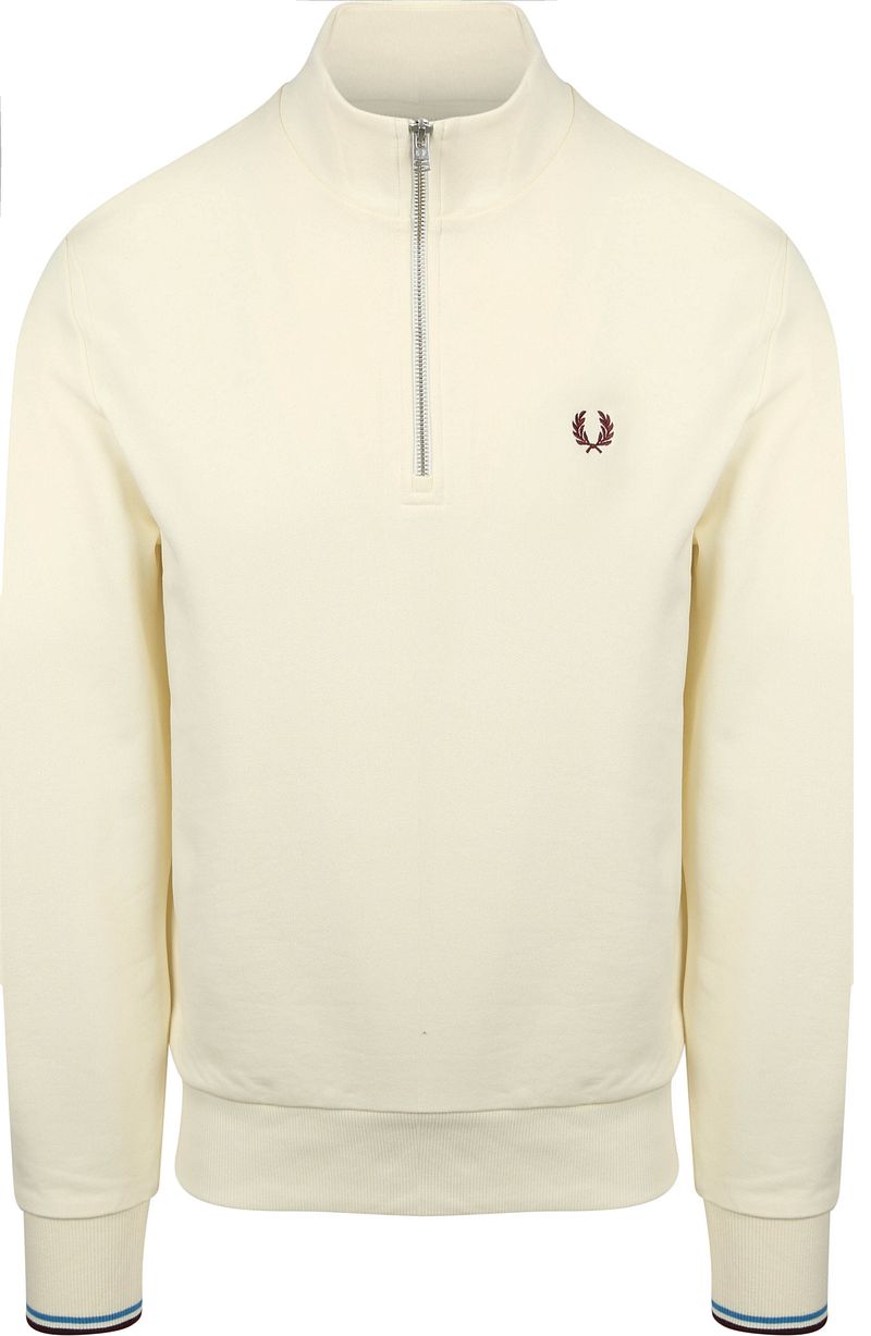 Fred Perry Half Zip Pullover Ecru - Größe M von Fred Perry