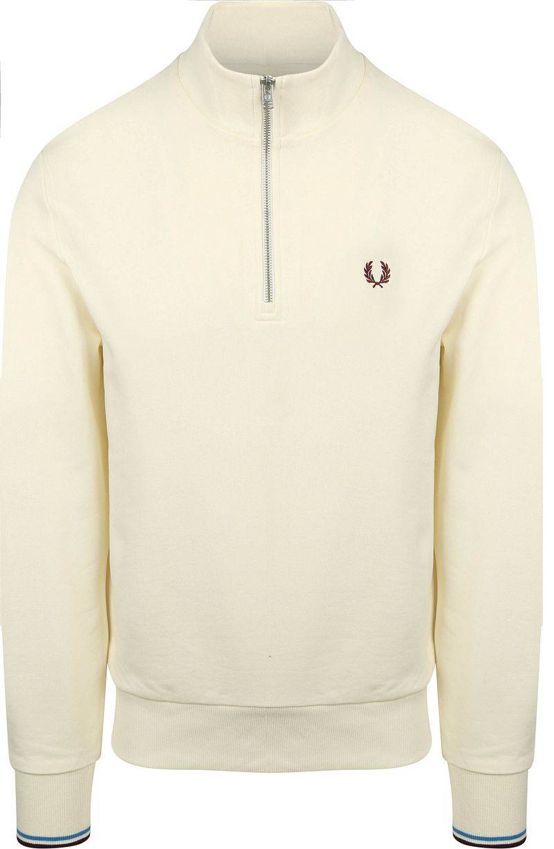 Fred Perry Half Zip Pullover Ecru - Größe M von Fred Perry