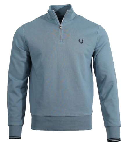 Fred Perry Herren Half-Zip Pullover (DE/NL/SE/PL, Alphanumerisch, L, Regular, Regular, Hellblau) von Fred Perry