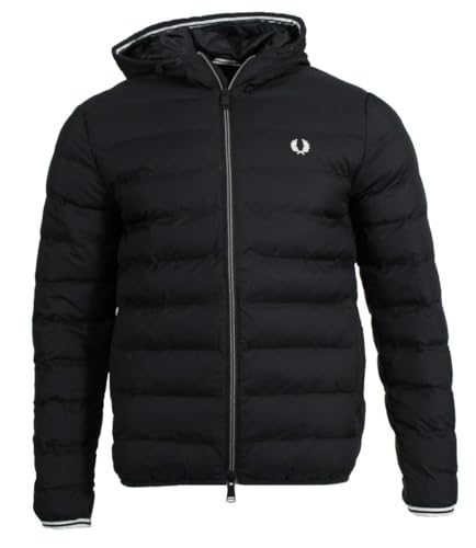 Fred Perry Herren Kapuzenjacke gefüttert J4565 (DE/NL/SE/PL, Alphanumerisch, L, Regular, Regular, Schwarz) von Fred Perry