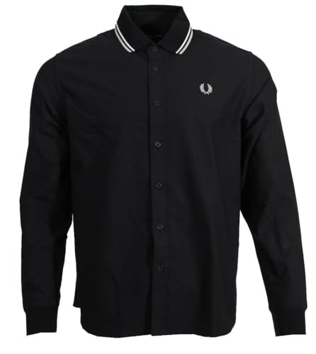 Fred Perry Herren Langarm Hemd (DE/NL/SE/PL, Alphanumerisch, M, Regular, Regular, Schwarz) von Fred Perry