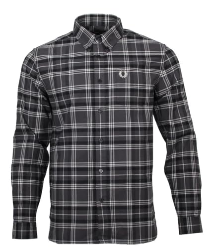 Fred Perry Herren Langarm Hemd - M4656 (DE/NL/SE/PL, Alphanumerisch, XXL, Regular, Regular, Grau) von Fred Perry