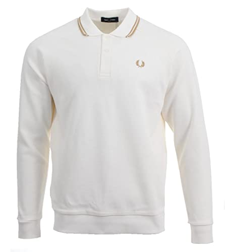 Fred Perry Herren Langarm Polo (DE/NL/SE/PL, Alphanumerisch, L, Regular, Regular, Creme) von Fred Perry