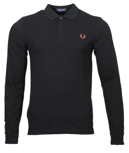 Fred Perry Herren Langarm Polo M6006 (DE/NL/SE/PL, Alphanumerisch, S, Regular, Regular, Schwarz) von Fred Perry