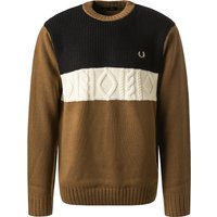 Fred Perry Herren Pullover braun Wolle Gestreift von Fred Perry