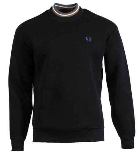 Fred Perry Herren Pullover mit doppeltem Kragen (DE/NL/SE/PL, Alphanumerisch, L, Regular, Regular, Navy) von Fred Perry