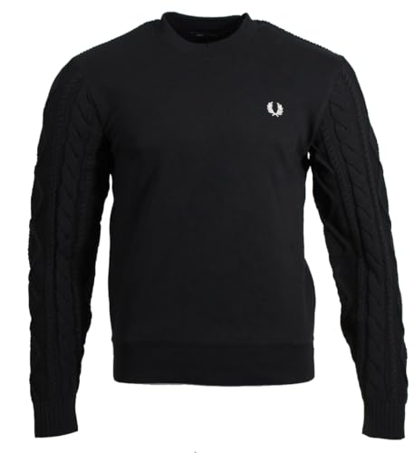 Fred Perry Herren Rundhals Pullover (DE/NL/SE/PL, Alphanumerisch, M, Regular, Regular, Schwarz) von Fred Perry