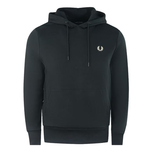 Fred Perry Herren Sweatshirt M4624 102 Schwarz Baumwolle Kapuze Logo Rock Mega Druck Retro, Schwarz , M von Fred Perry