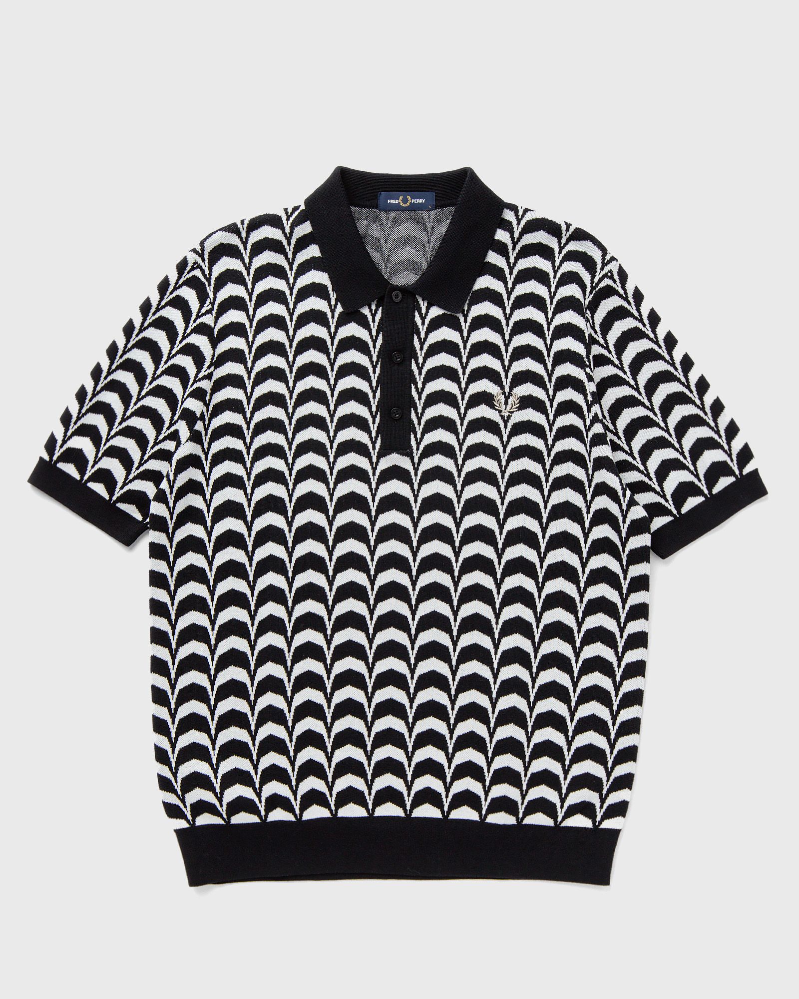 Fred Perry Jacquard Knitted Shirt men Polos black|white in Größe:L von Fred Perry
