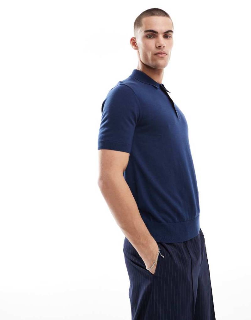 Fred Perry - Kurzärmliges Poloshirt aus Strick in kräftigem Blau von Fred Perry