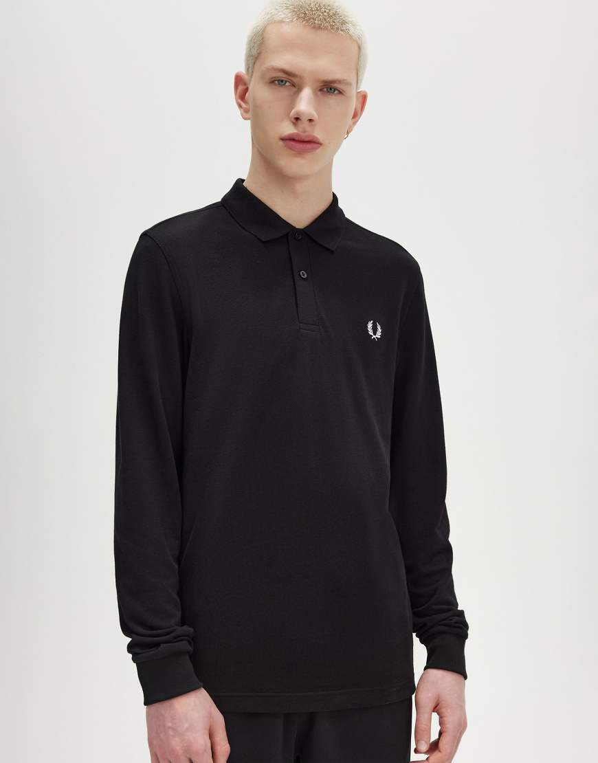 Fred Perry - Langärmliges Polohemd in Schwarz von Fred Perry