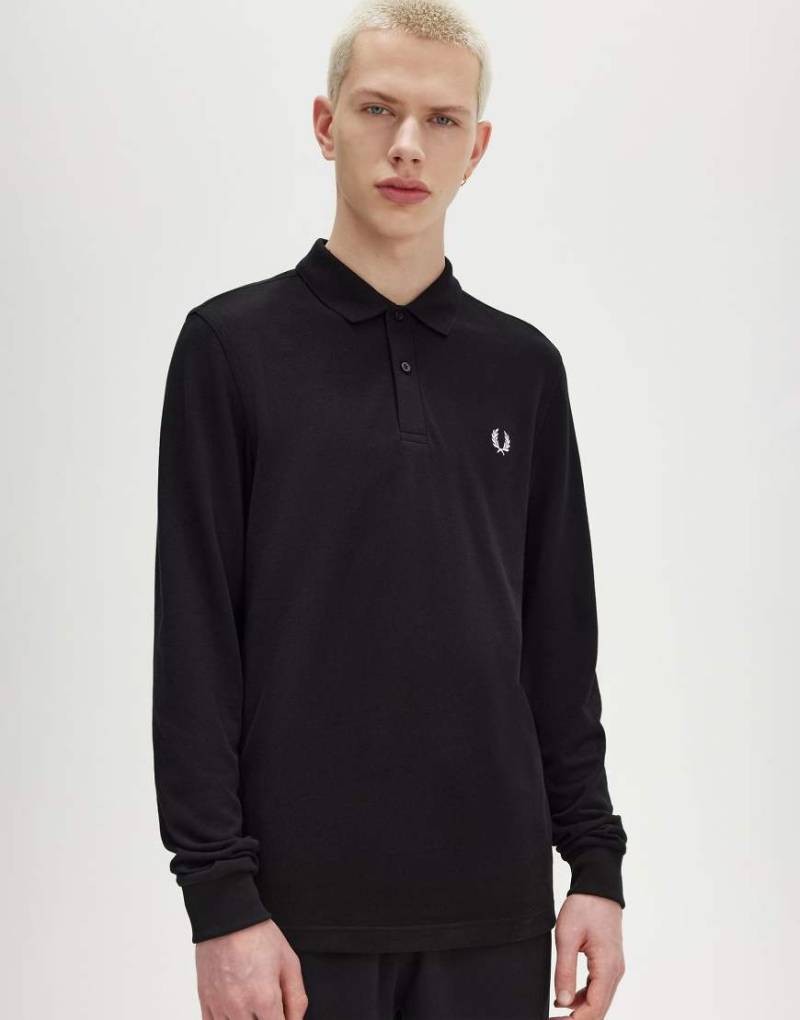 Fred Perry - Langärmliges Polohemd in Schwarz von Fred Perry