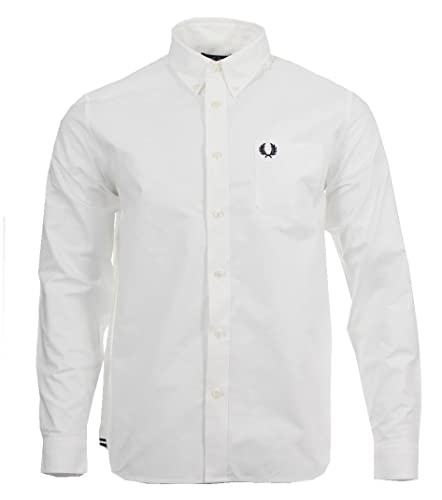 Fred Perry Langarm Hemd - M4686 (as3, Alpha, l, Regular, Regular, Weiß) von Fred Perry