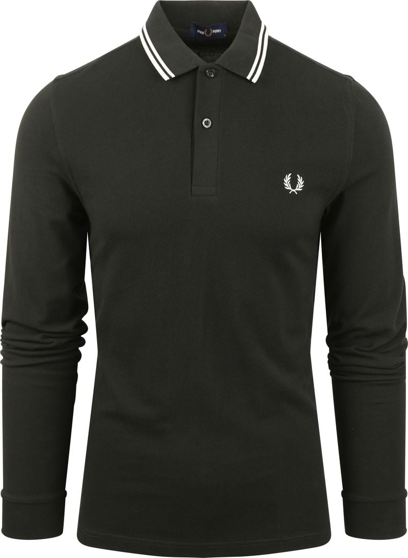 Fred Perry Langarm-Poloshirt Dunkelgrün T50 - Größe XXL von Fred Perry