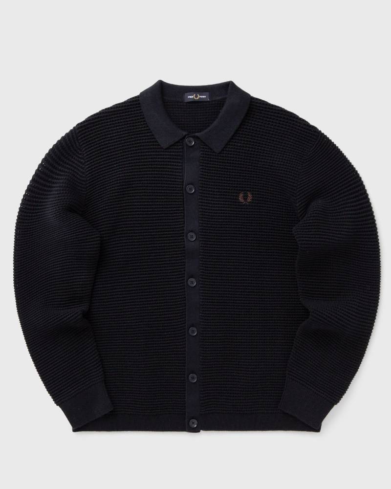 Fred Perry POINTELLE BUTTON THROUGH CRDGN men Zippers & Cardigans blue in Größe:L von Fred Perry
