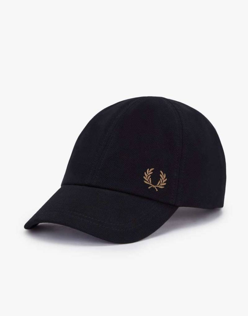 Fred Perry - Pikee-Kappe in Schwarz mit Logo von Fred Perry