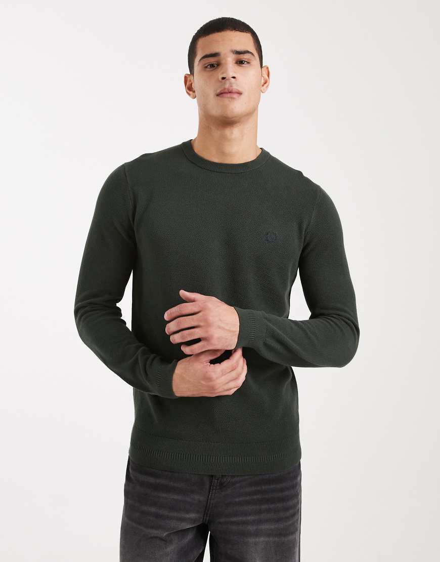 Fred Perry - Pikee-Strickpullover in Khaki-Grün von Fred Perry