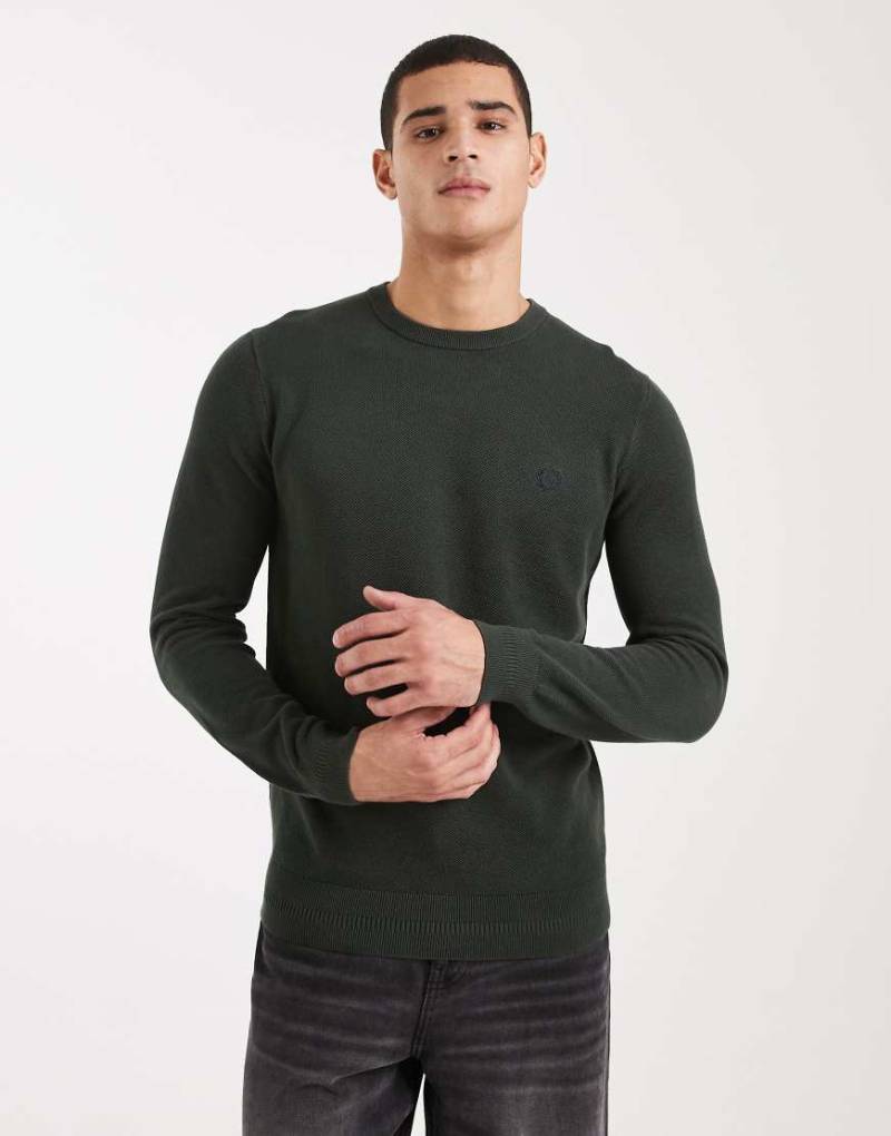 Fred Perry - Pikee-Strickpullover in Khaki-Grün von Fred Perry