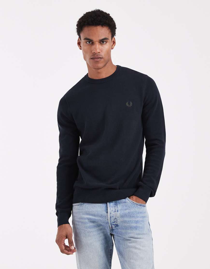 Fred Perry - Pikee-Strickpullover in Marineblau von Fred Perry