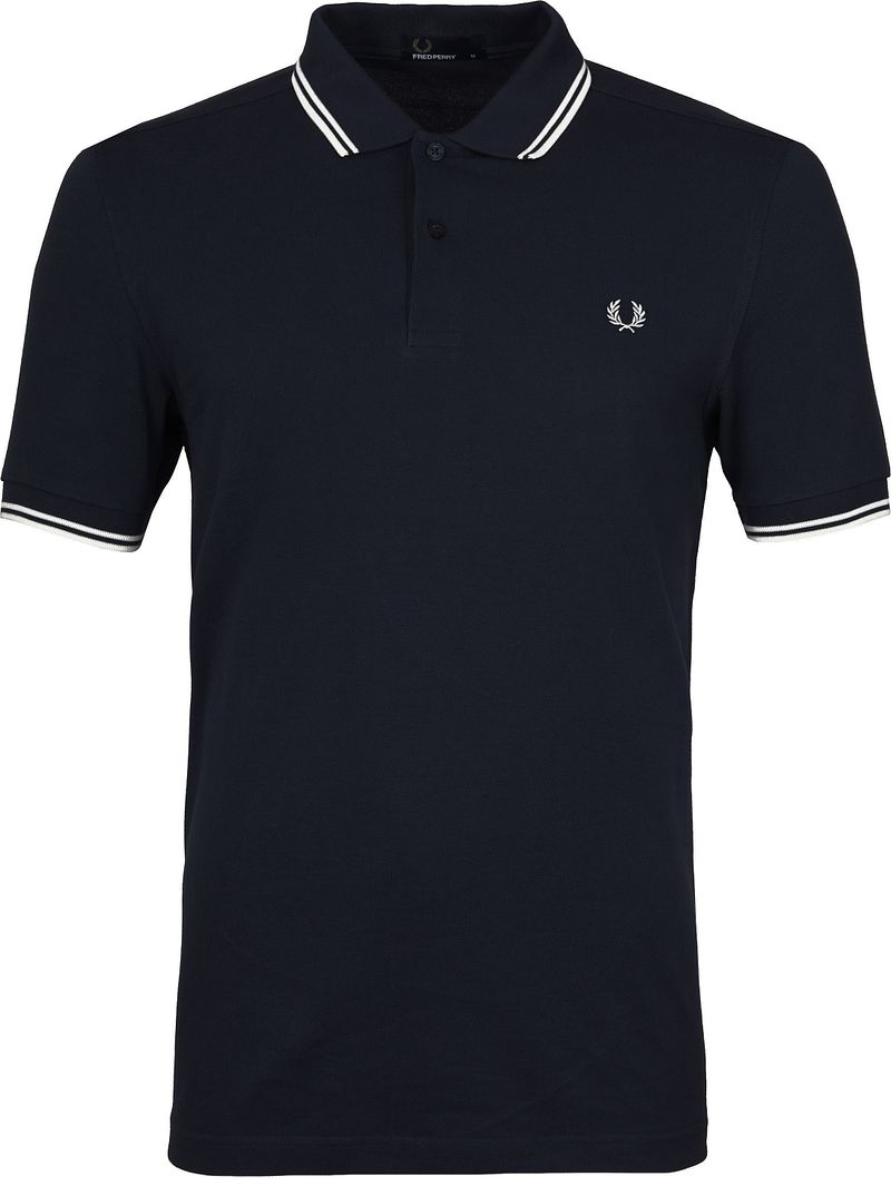 Fred Perry Polo Marine Dunkelblau mit weißen Doppelstreifen - Größe 3XL von Fred Perry