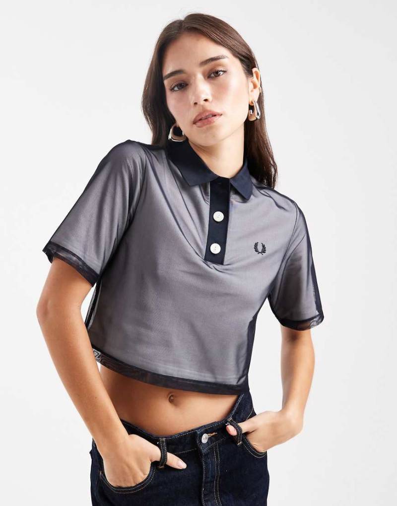 Fred Perry - Polohemd aus Netzstoff in Marineblau von Fred Perry