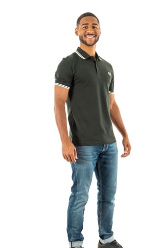 POLO UOMO FRED PERRY DOPPIA RIGA NIGHTGREEN/SNWHT von Fred Perry