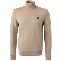 Fred Perry Herren Rollkragenpullover beige Wolle unifarben von Fred Perry