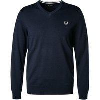 Fred Perry Herren Pullover blau Wolle unifarben von Fred Perry