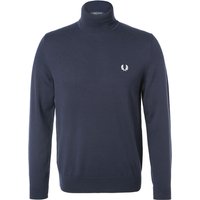 Fred Perry Herren Rollkragenpullover blau Wolle unifarben von Fred Perry