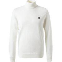 Fred Perry Herren Rollkragenpullover weiß Wolle unifarben von Fred Perry