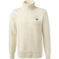 Fred Perry Herren Rollkragenpullover weiß Wolle unifarben von Fred Perry