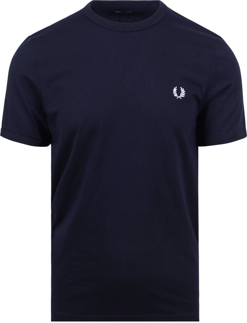 Fred Perry Ringer T-Shirt Dunkelblau - Größe L von Fred Perry