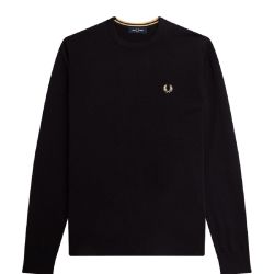 Fred Perry Schwarzer Merino Wolle-baumwolle Rundhalspullover von Fred Perry