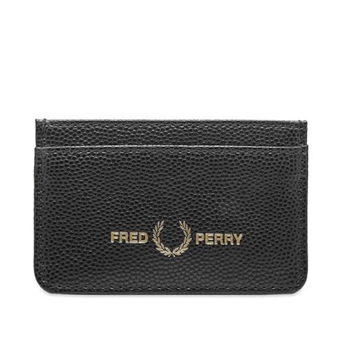 Fred Perry Scotch Grain strukturierter Geldscheinkartenhalter in Schwarz, Schwarz , Einheitsgröße, Dreifach gefaltete Brieftasche von Fred Perry