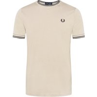 Fred Perry Softes T-Shirt mit Logo-Stickerei und Kontrastbündchen in XL von Fred Perry