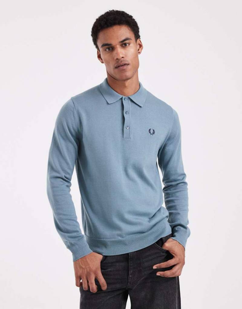 Fred Perry - Strickpullover in Hellblau mit Polokragen von Fred Perry