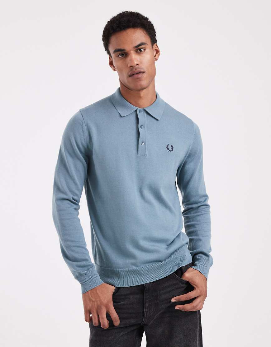 Fred Perry - Strickpullover in Hellblau mit Polokragen von Fred Perry