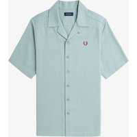 Fred Perry Strukturiertes Kurzarmhemd mit Logo-Stickerei und Resortkragen von Fred Perry