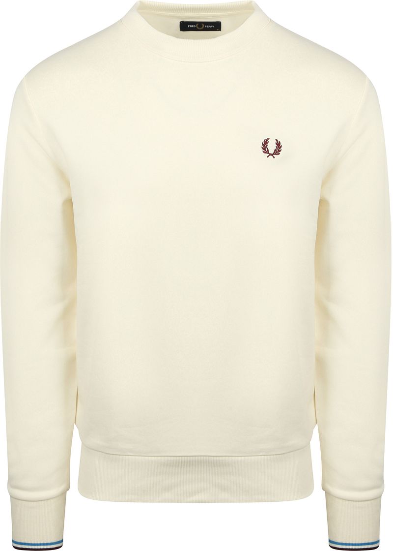 Fred Perry Sweater Logo Ecru - Größe M von Fred Perry