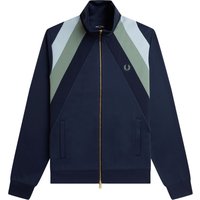 Fred Perry Sweatjacke mit Streifenakzenten und Logo-Aufnäher in M von Fred Perry