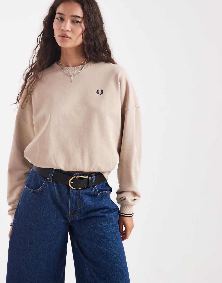 Fred Perry - Sweatshirt in Beige mit Zierstreifen-Neutral Fred Perry - Sweatshirt in Beige mit Zierstreifen-Neutral von Fred Perry