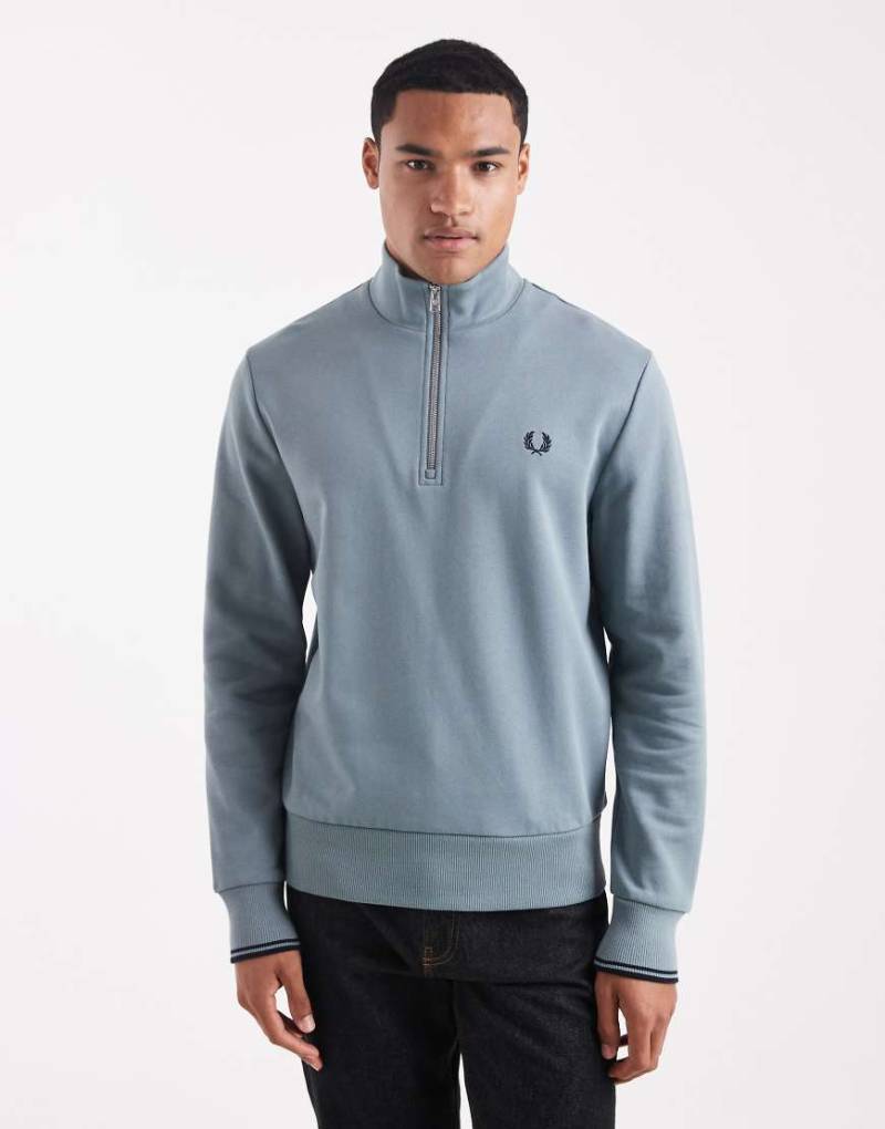 Fred Perry - Sweatshirt in Blau mit kurzem Reißverschluss von Fred Perry