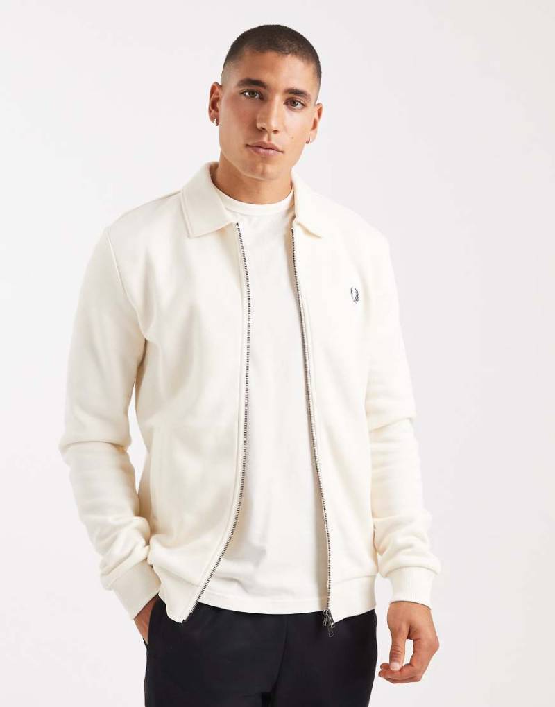 Fred Perry - Sweatshirt in Ecru mit Kragen und durchgehendem Reißverschluss-Weiß von Fred Perry