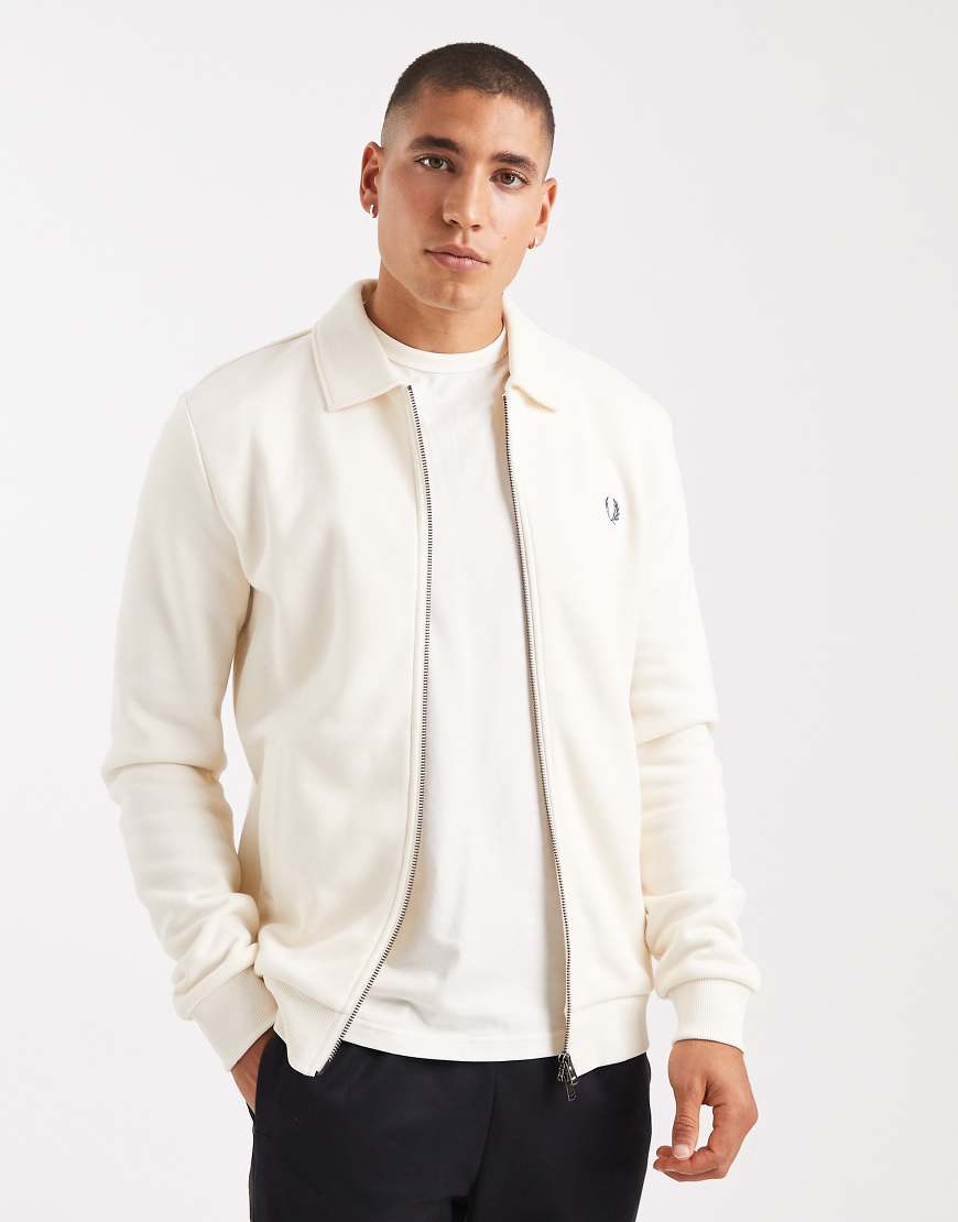 Fred Perry - Sweatshirt in Ecru mit Kragen und durchgehendem Reißverschluss-Weiß von Fred Perry