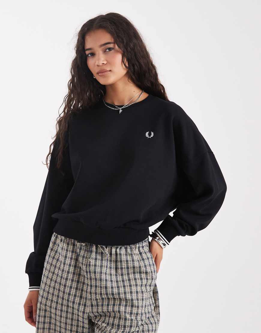 Fred Perry - Sweatshirt in Schwarz mit Zierstreifen von Fred Perry