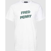 Fred Perry T-Shirt mit  Label-Print in Weiss, Größe L von Fred Perry